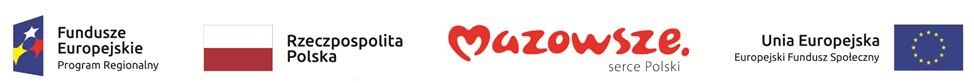 Logotypy: Fundusze Europejskie, Rzeczpospolita Polska, Mazowsze, Unia Europejska