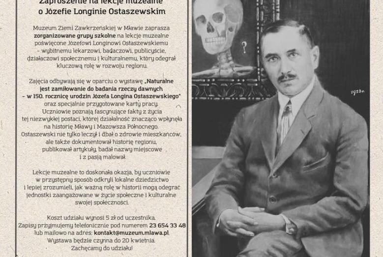Zaproszenie na lekcje muzealne o Józefie Longinie Ostaszewskim