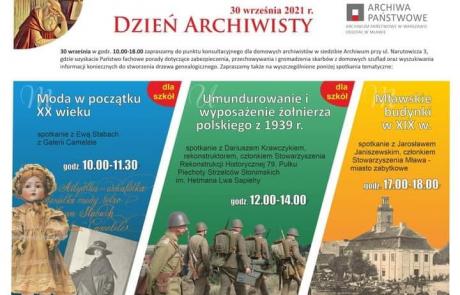 plakat: 30 września 2021 r. Dzień Archiwisty, Archiwa Państwowe