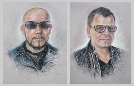 Portret akwarela, pastel, grafit