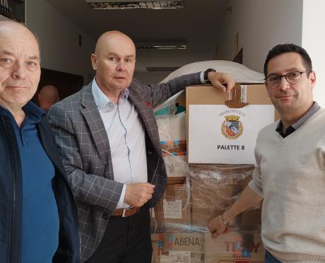 Przewodniczący Rady Miasta Mława Lech Prejs, burmistrz Mławy Sławomir Kowalewski i mer Franconville Xavier Melki