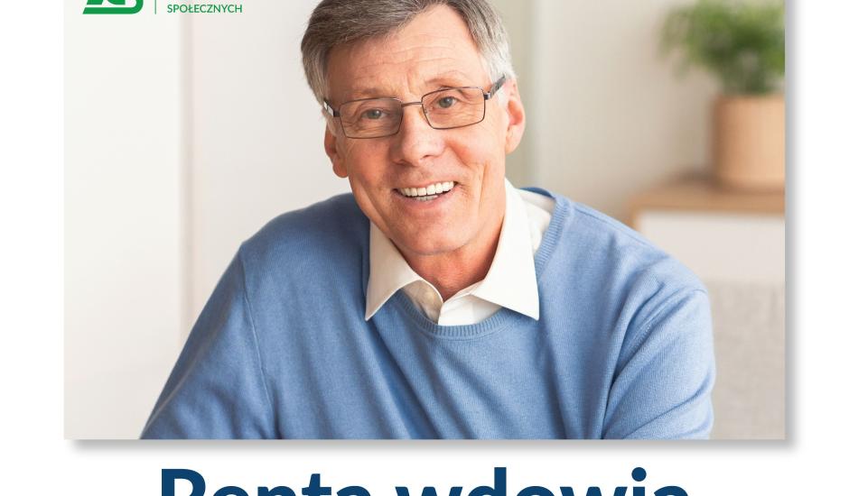 mężczyzna, napis: Renta wdowia