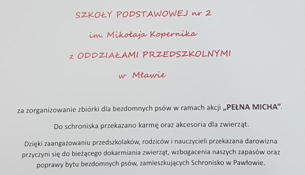 Finał akcji Pełna Micha Przedszkole SP nr 2
