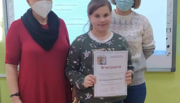 Wyróżnienie w diecezjalnym konkursie plastycznym pt. „Posłani w pokoju Chrystusa” uczennicy SP nr 2