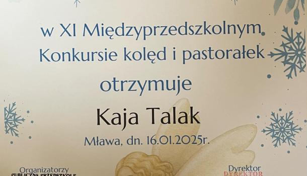Konkurs kolęd i pastorałek. Brawo Zuzia! Brawo Kaja! z MPS nr 3