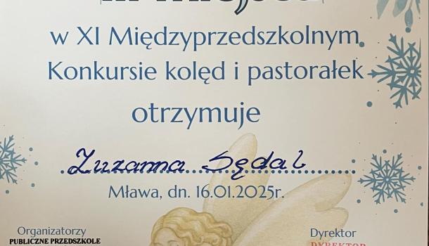 Konkurs kolęd i pastorałek. Brawo Zuzia! Brawo Kaja! z MPS nr 3